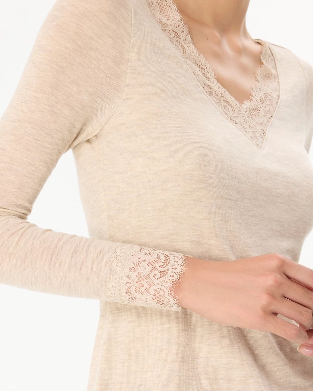 Lace Trim Long Sleeve Tee | White House Black Market